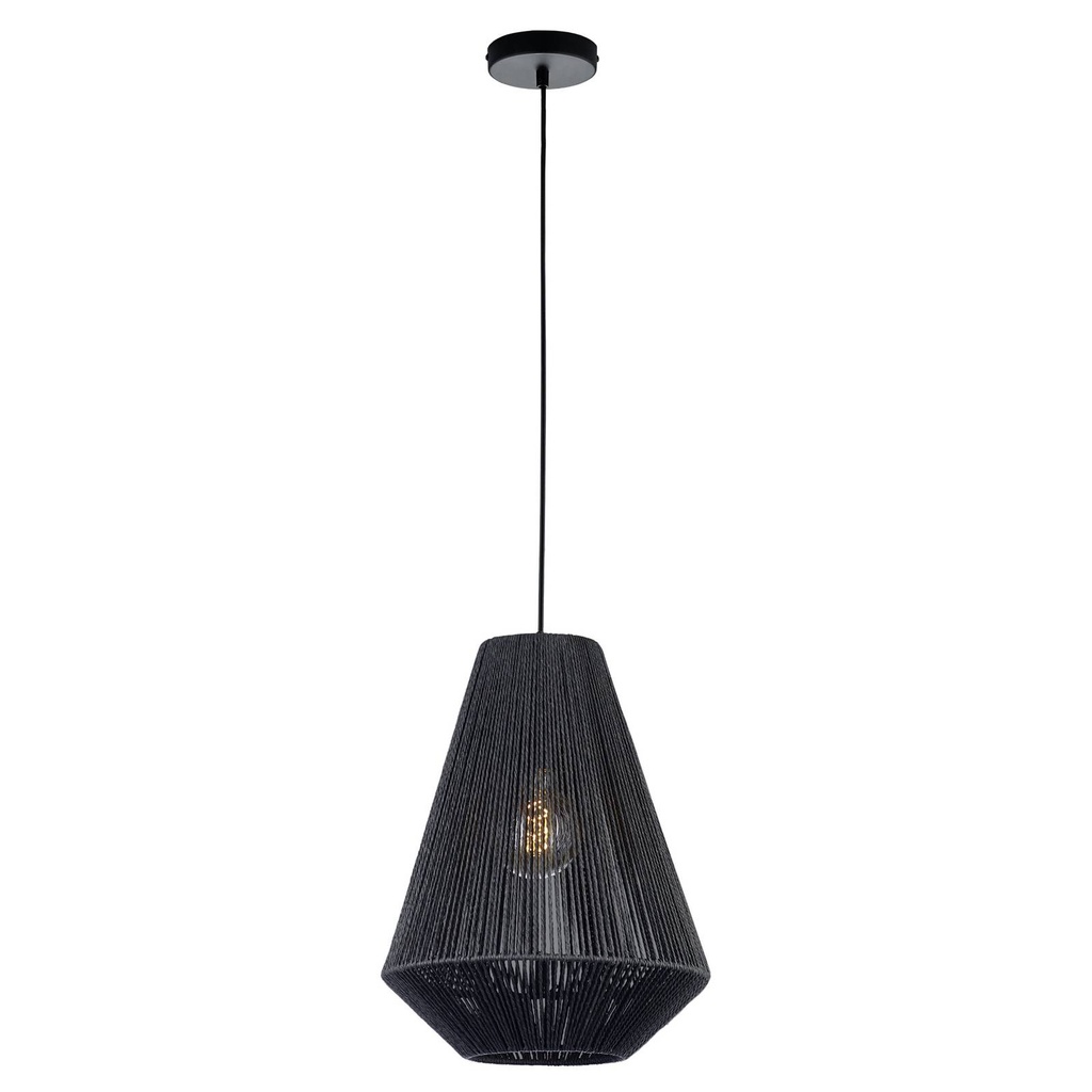HANGLAMP ROPE ZWART D33CM E27