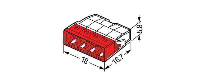 WAGO 4X0.5-2.5MM ROOD