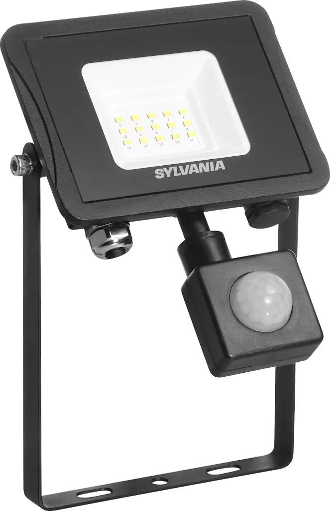 LEDSTRALER 9,5W +pir 840 ZWART 1000lm