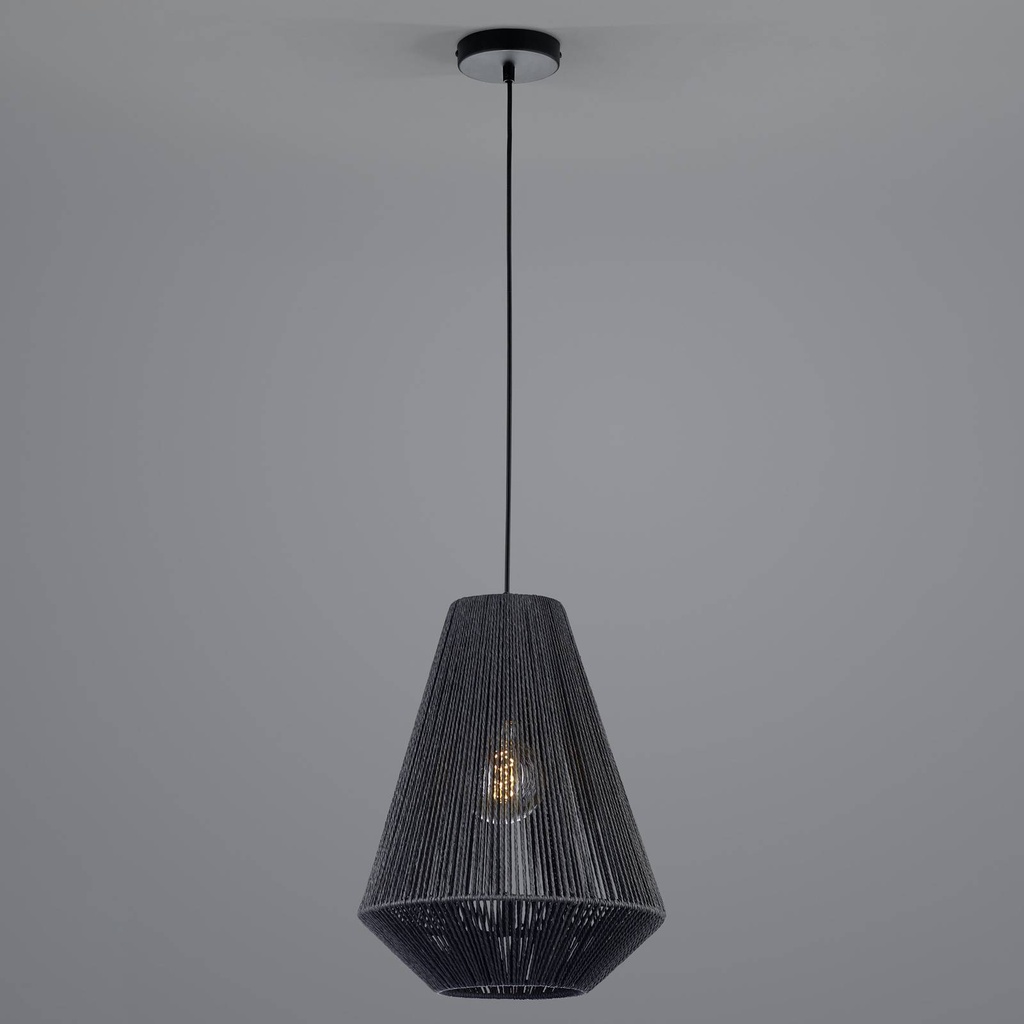 HANGLAMP ROPE ZWART D33CM E27