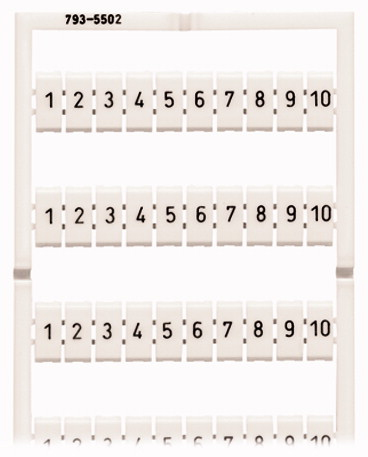 NUMMERING RIJGKLEM 1-10 (x10) (prijs/card)