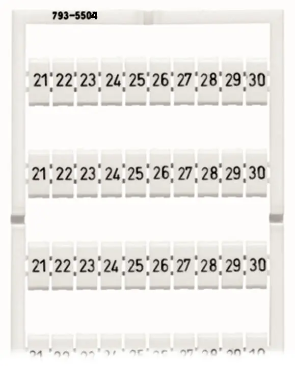 NUMMERING RIJGKLEM 21-30 (x10) (prijs/card)