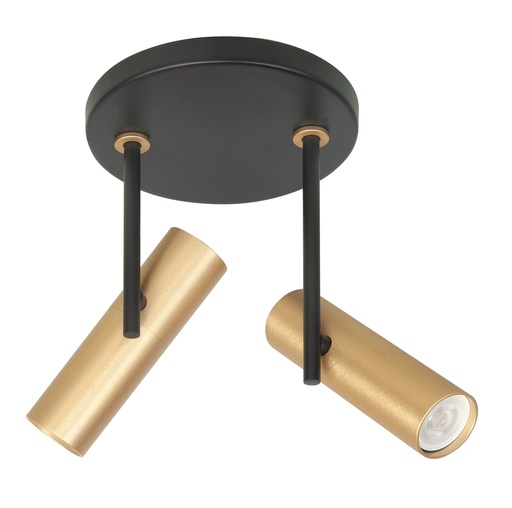 [S753138] TREN 2XMINI GU10 ROND ZWART/GOUD