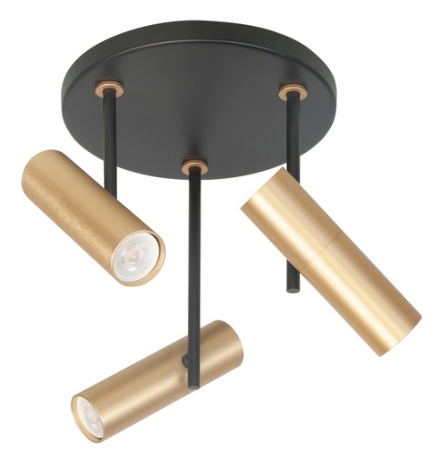 [S753238] TREN 3XMINI GU10 ROND ZWART/GOUD