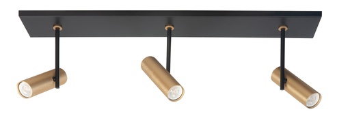 [S753538] TREN 3XMINI GU10 BALK ZWART/GOUD
